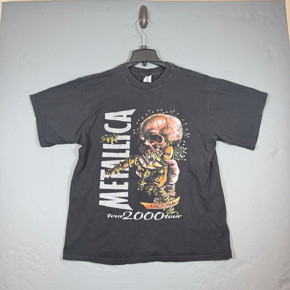 Men's XL Vintage 2000 Metallica Fixxxer Skull T-Shirt Korn Kid Rock Rare Pushead